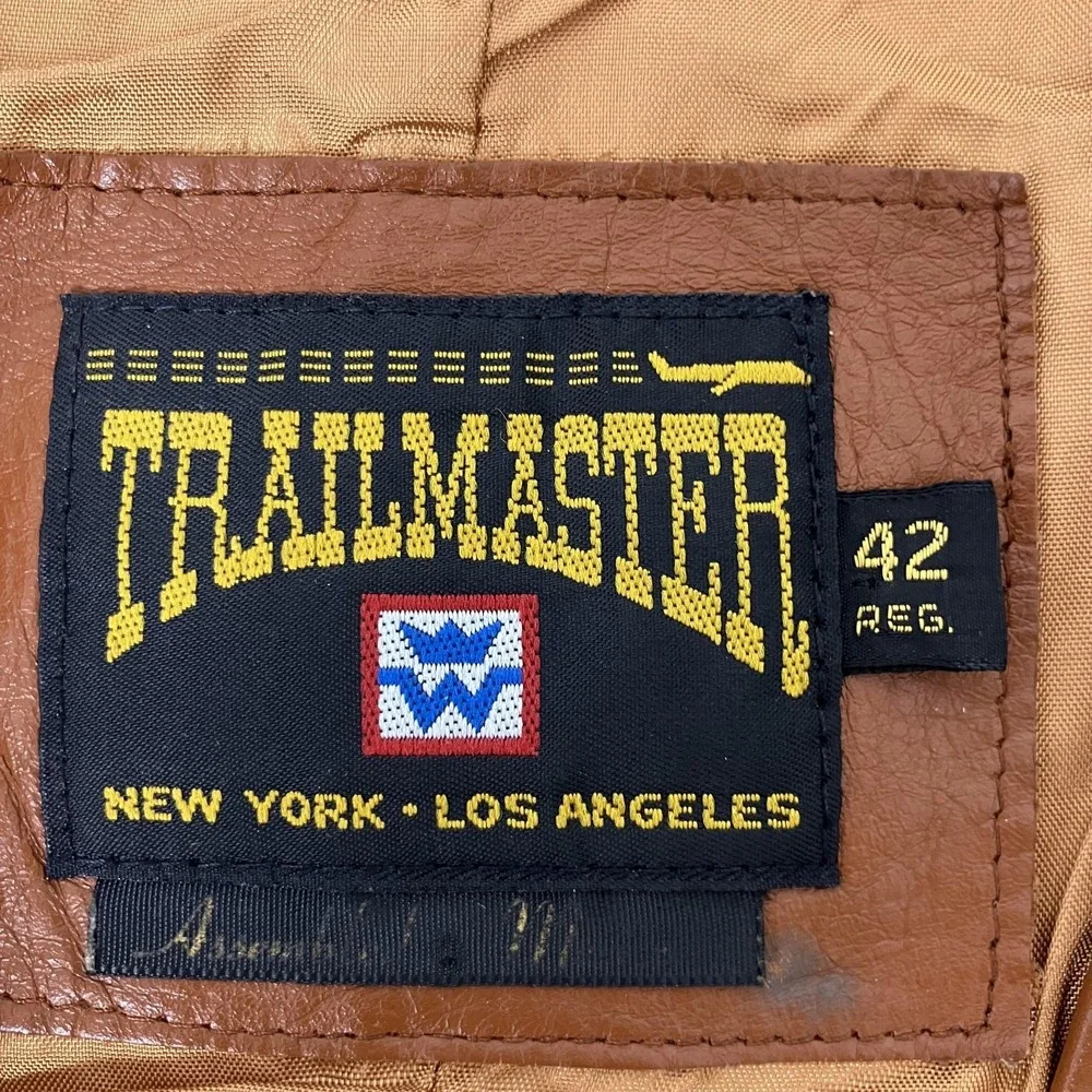Vintage Trailmaster Vest Mens 42 Brown Leather Western‎ Cowboy 611 A 90s